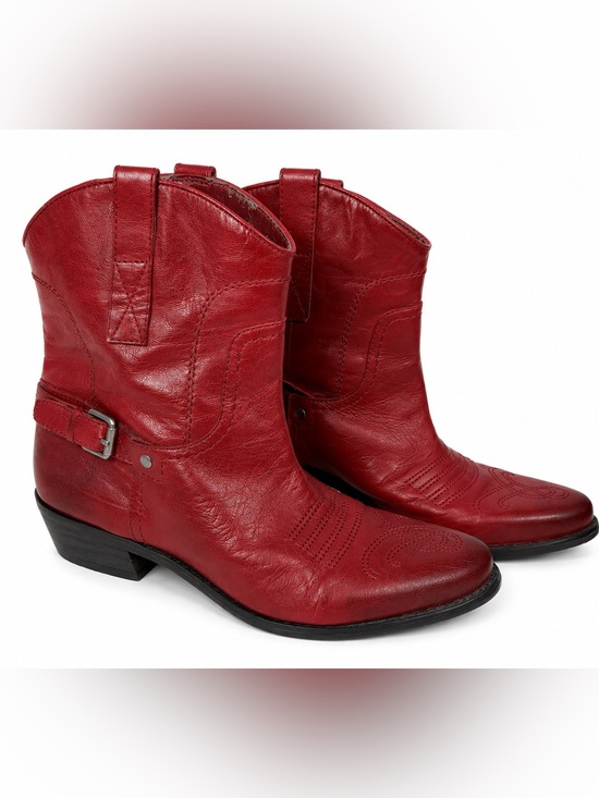 Franco Sarto Shoes - Franco Sarto Waco Red Leather Western Ankle Boots Women’s Size 8.5